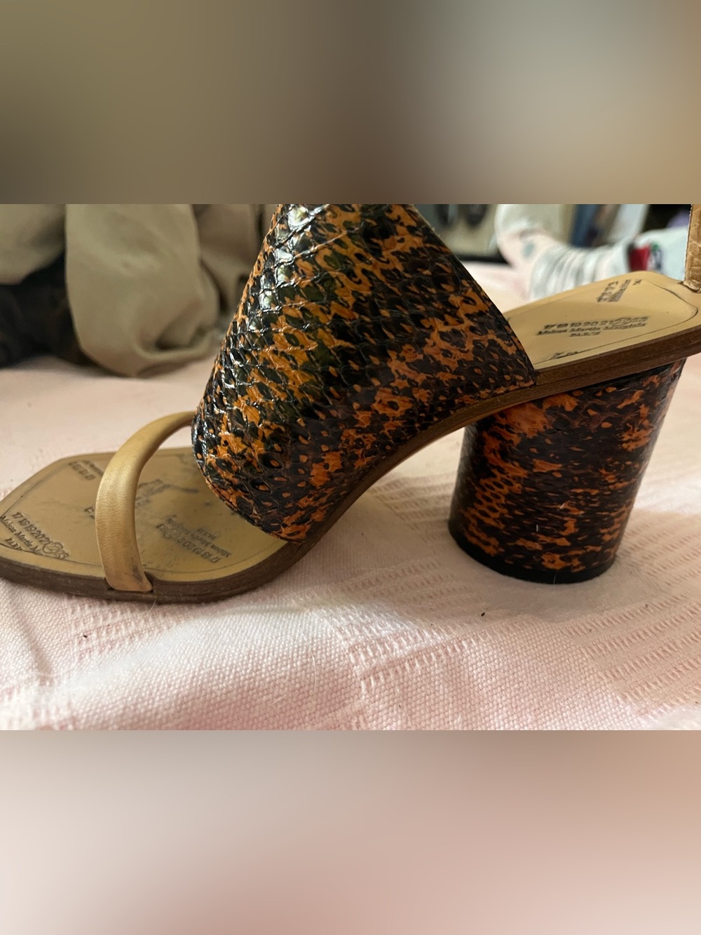 Vintage maison margiela block sandal heels (snake skin)